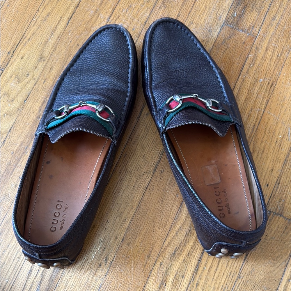 Gucci Men's Dark Brown Leather Loafers